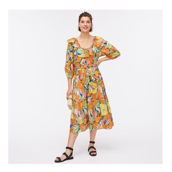 NWT J. Crew belted tropical floral dress 00 - Picture 3 of 14